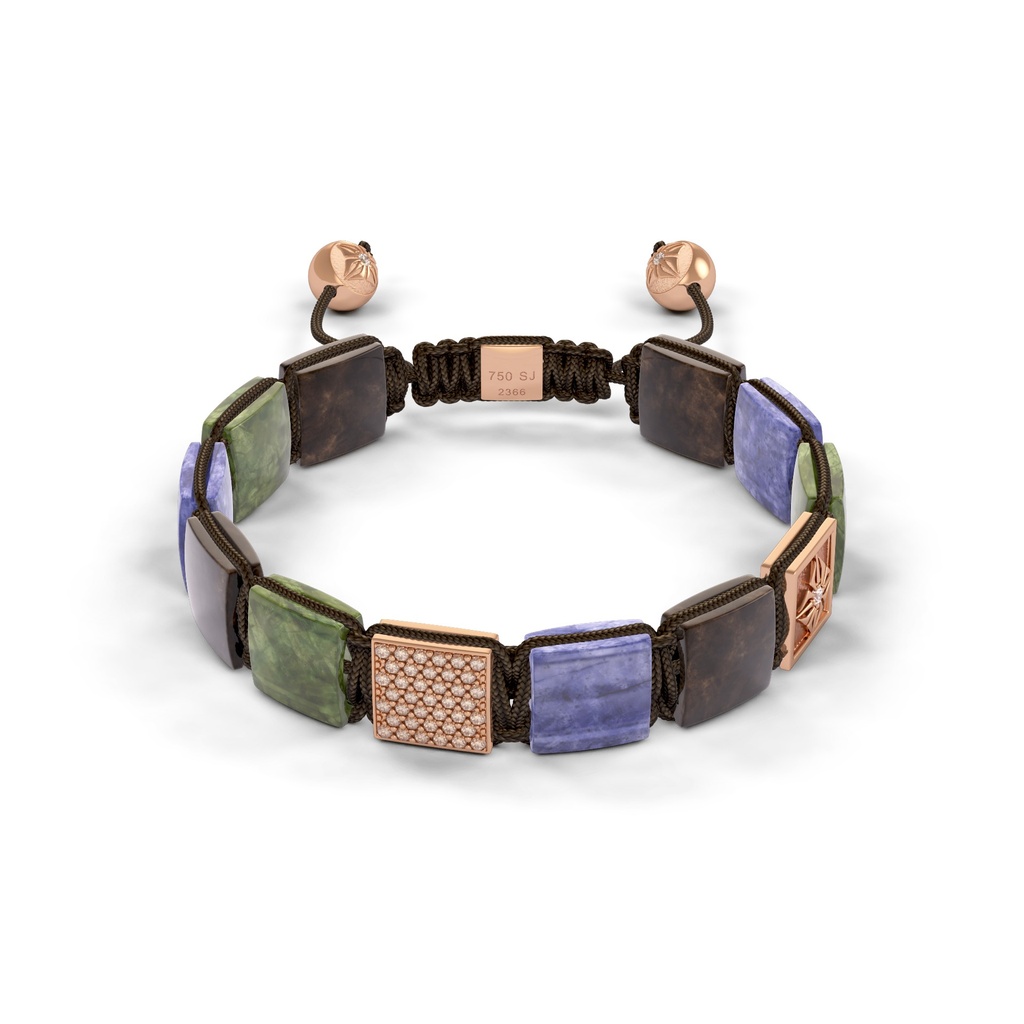 Shamballa Jewels Rose Gold Diamond Sapphire & Amethyst 10mm Lock Bead Bracelet