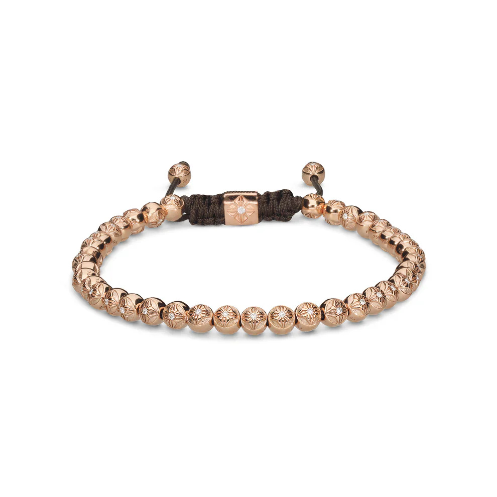 Shamballa Jewels Rose Gold Diamond 4mm Non-Braided Bead Bracelet