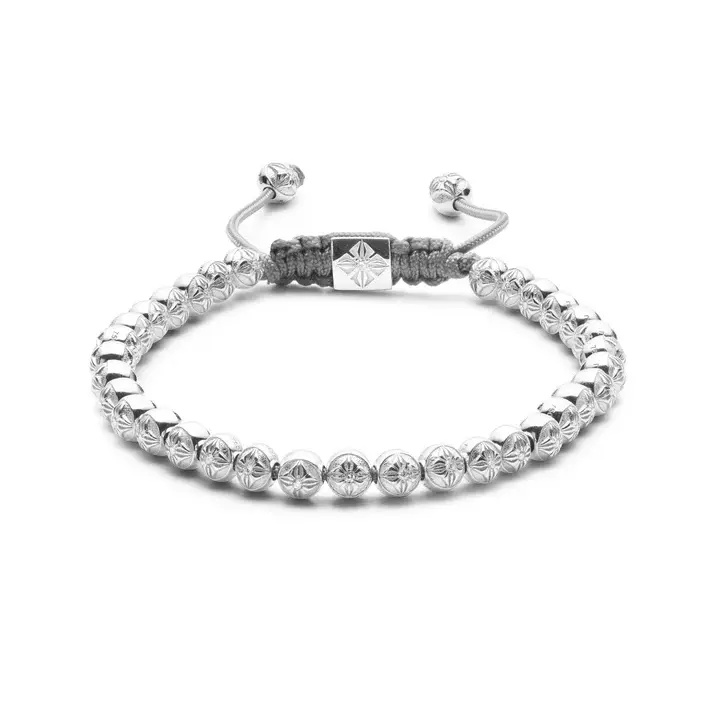 Shamballa Jewels White Gold Diamond 4mm Non-Braided Bead Bracelet