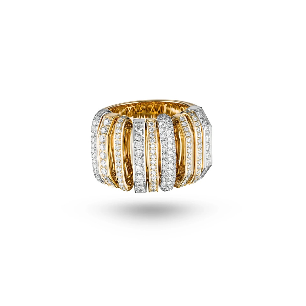 Akasha Ring With Gold Band And Full Diamond Links