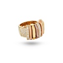 Akasha Ring With Pave On Band And Half Diamond Links