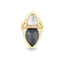 Amrita Lotus Duplet Ring In Mother Of Pearl, White And Milky Quartz