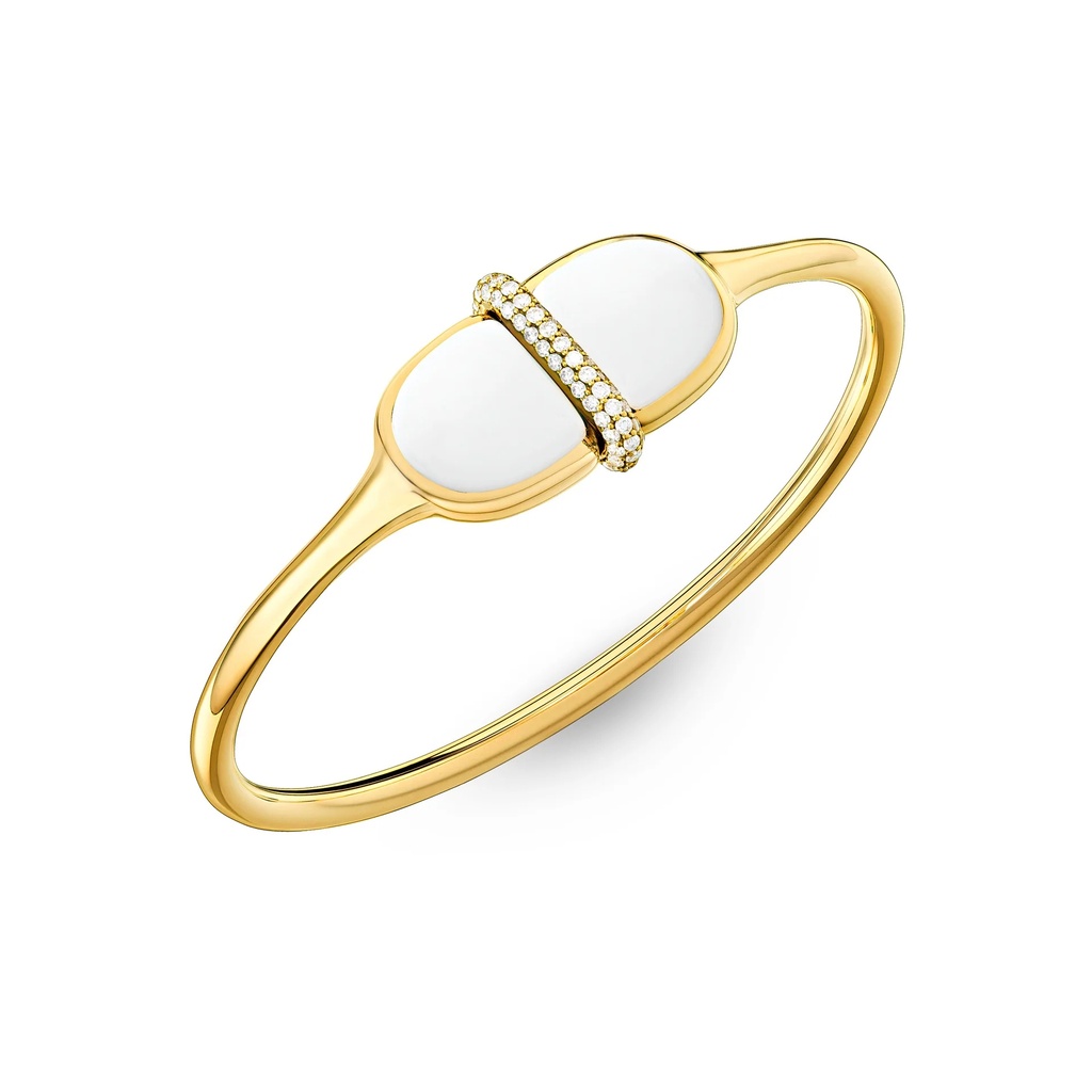 Amrita Round Bangle In White Ceramic