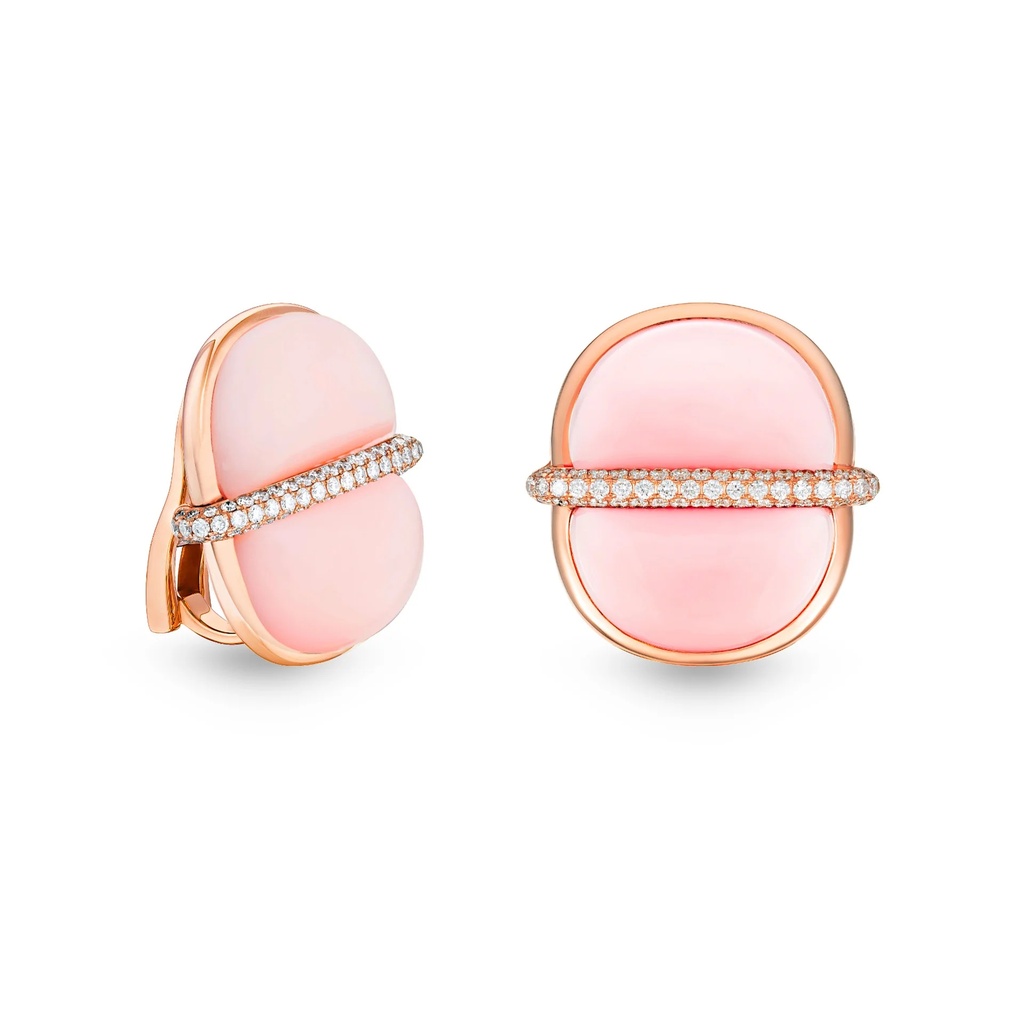 Amrita Round Earrings In Pink Opal