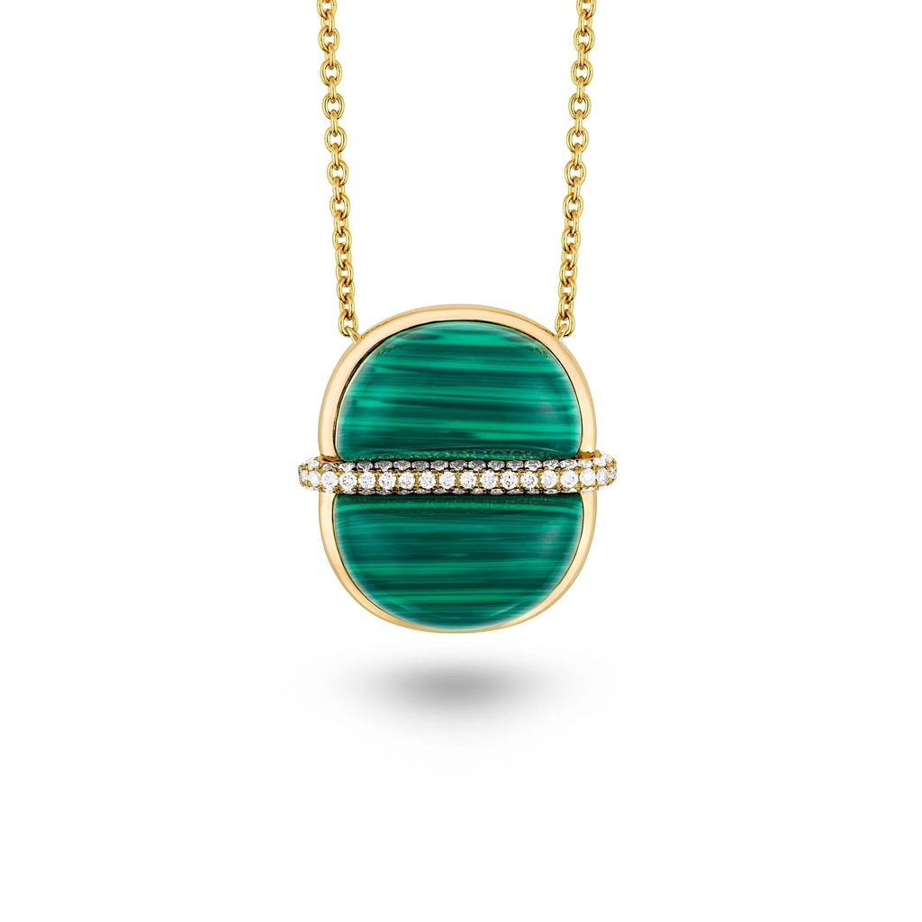 Amrita Round Necklace In Malachite