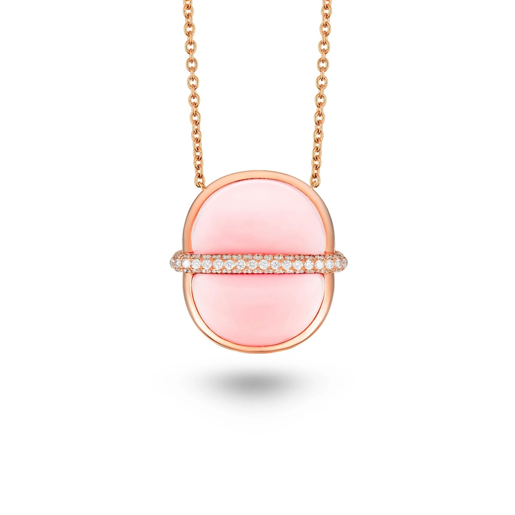 Amrita Round Necklace In Pink Opal