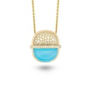 Amrita Round Necklace In Sea Blue Chalcedony And Diamonds