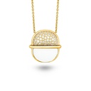 Amrita Round Necklace In White Ceramic And Diamonds