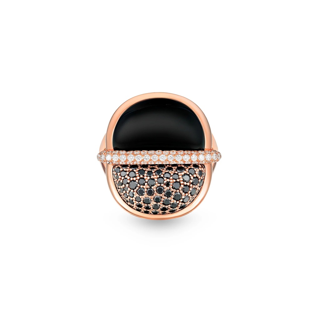 Amrita Round Ring In Black Onyx And Diamonds
