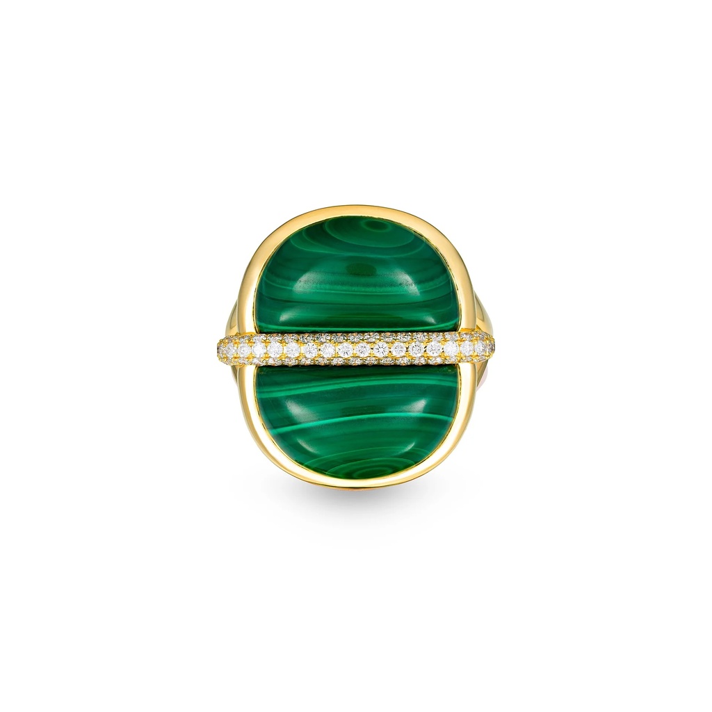 Amrita Round Ring In Malachite