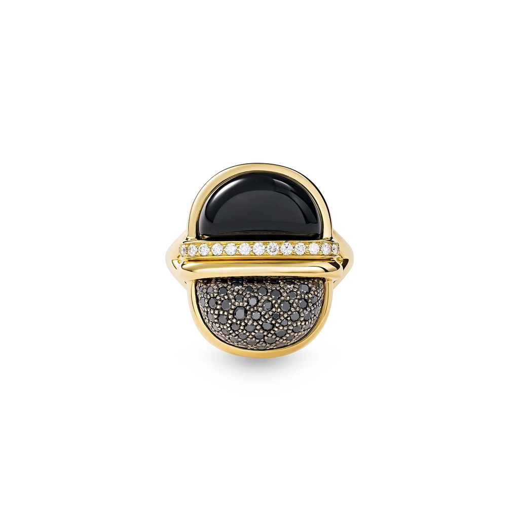 Amrita Small Double Bar Black Onyx Ring