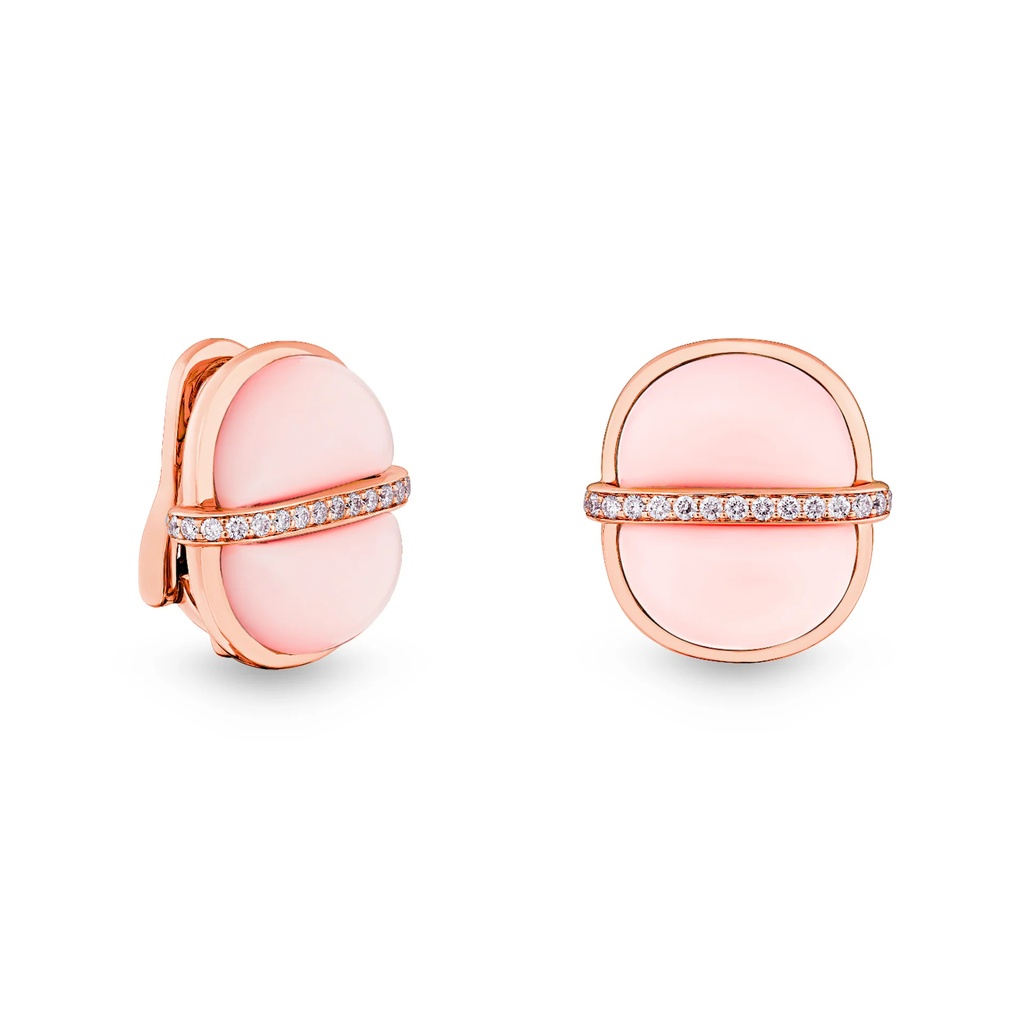 Amrita Small Round Earrings In Pink Opal