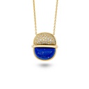 Amrita Small Round Necklace In Lapis Lazuli With Diamonds