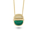 Amrita Small Round Necklace In Malachite With Diamonds