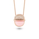 Amrita Small Round Necklace In Pink Opal With Diamonds
