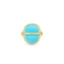 Amrita Small Round Ring In Sea Blue Chalcedony