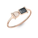 Amrita Square Duplet Bangle In Hematite, Milky Quartz And Diamonds