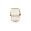 Amrita Square Duplet Ring In White Mother Of Pearl