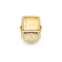 Amrita Square Duplet Ring In Yellow Mother Of Pearl, Citrine, And Diamonds