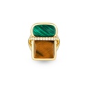 Amrita Square Ring In Malachite And Tiger'S Eyes