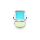 Amrita Square Ring In Sea Blue Chalcedony And Phenite