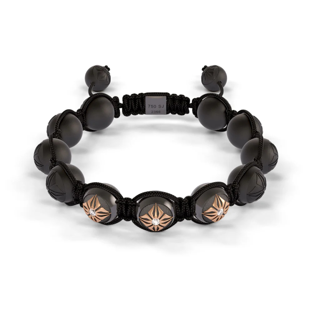 Shamballa Jewels Rose & Black Gold Diamond 10mm Braided Bead Bracelet