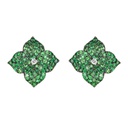 Black Gold Fiore Large Flower Earrings - Tsavorite