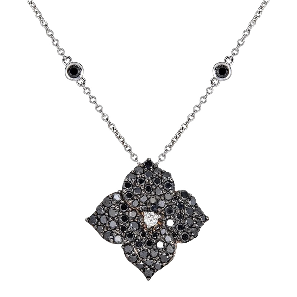 Black Gold Fiore Large Flower Necklace - Black Diamond