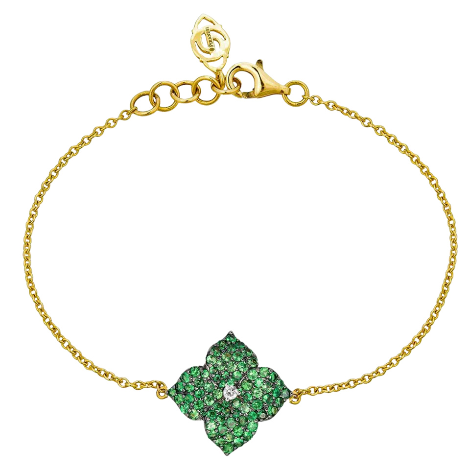 Black Gold Fiore Small Flower Bracelet - Tsavorite