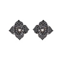 Black Gold Fiore Small Flower Earrings - Black Diamond