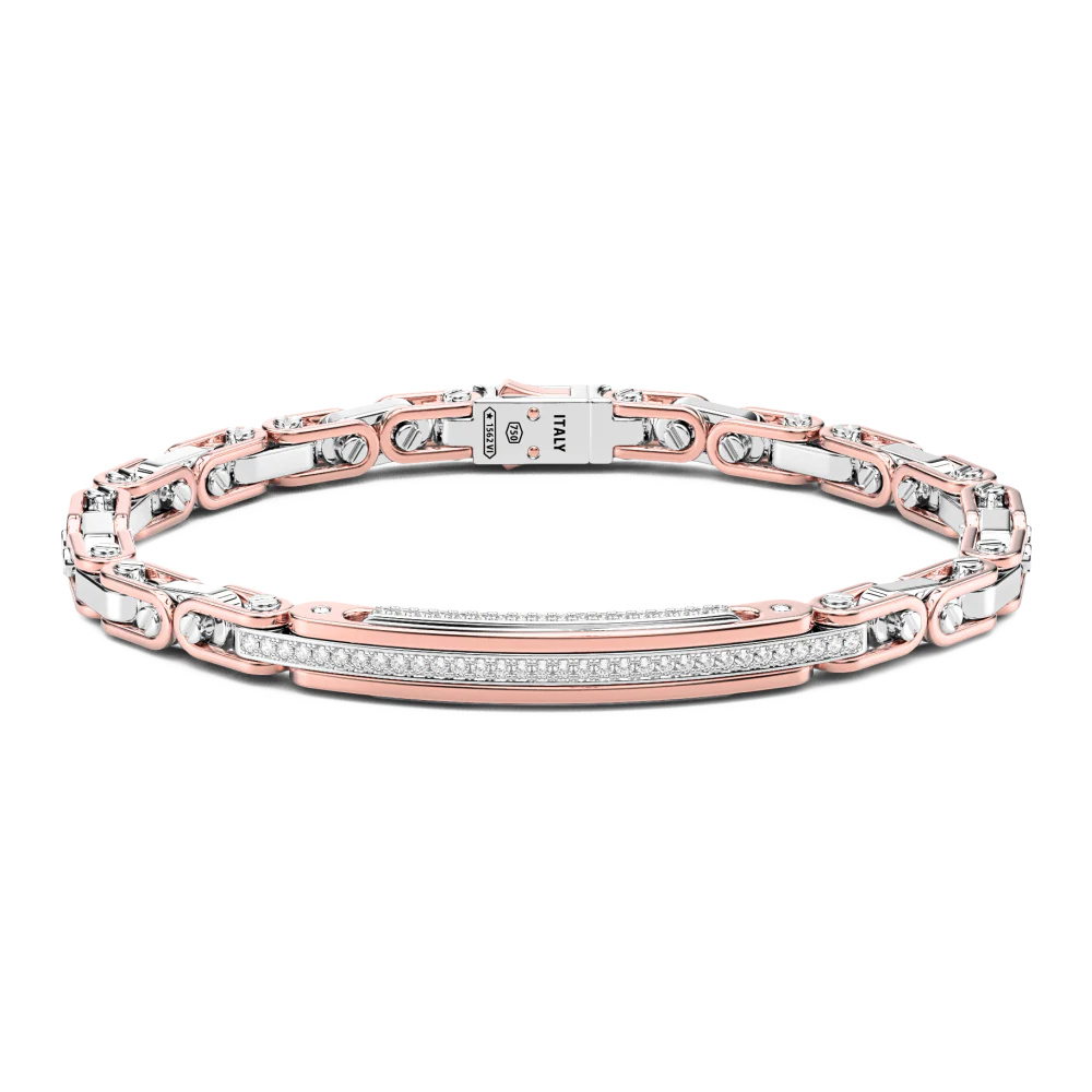 Bracciale Zancan In Oro 18Kt E Diamanti Con Targa Centrale