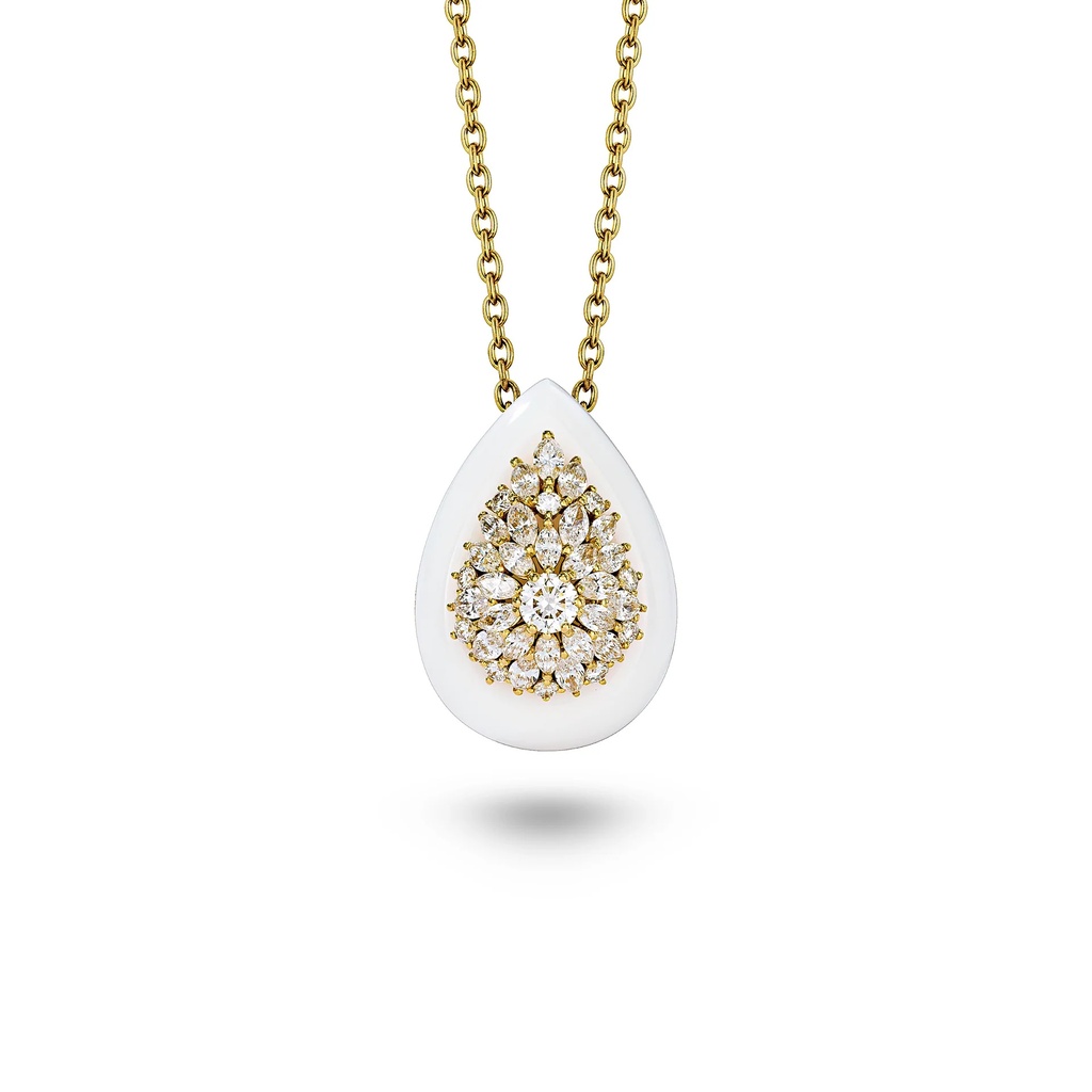 Daisy Pear-Shape White Ceramic Necklace