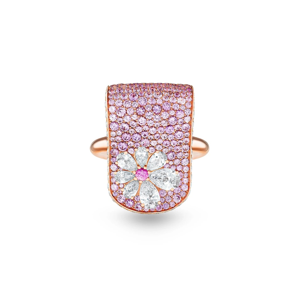 Eden Purple Sapphire Ring With Diamond And Pink Sapphire Flower