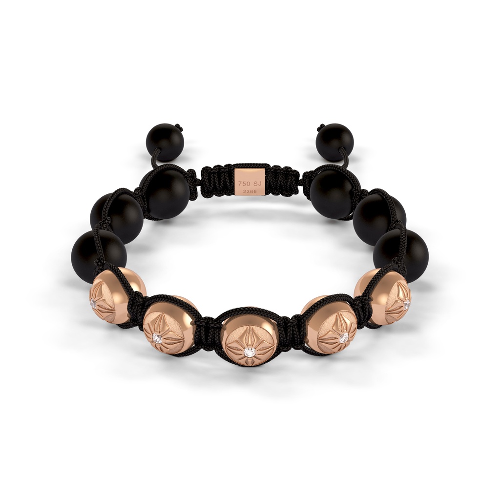 Shamballa Jewels Rose Gold Diamond 10mm Braided Bead Bracelet
