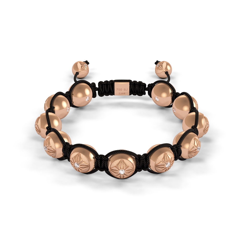 Shamballa Jewels - Full Rose Gold SOS & Onyx 10mm Bead Braided Bracelet