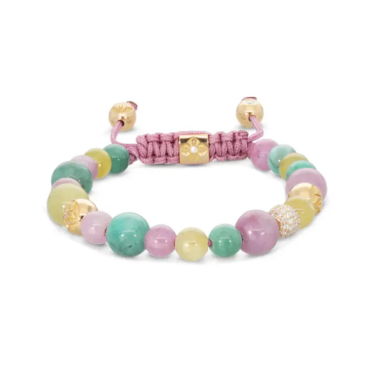 Shamballa Jewels Yellow Gold Diamond Sapphire & Emerald Multisize Non-Braided Bead Bracelet