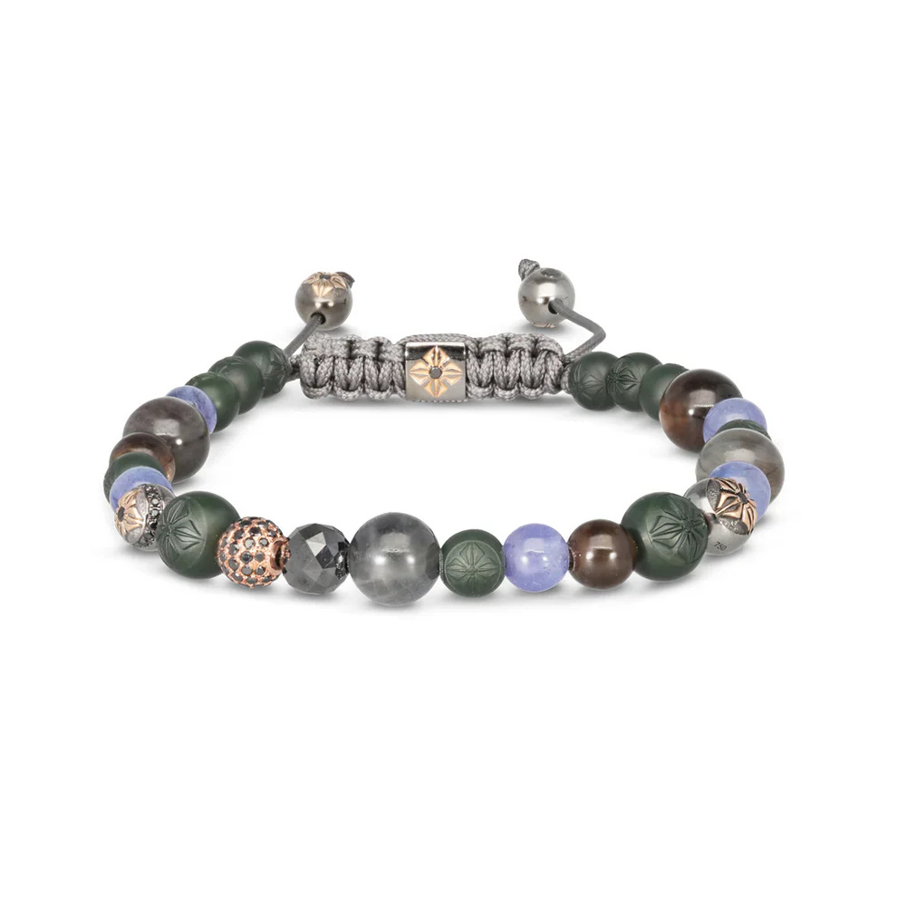Shamballa Jewels Rose Gold Diamond Sapphire & Tanzanite Multisize Non-Braided Bead Bracelet