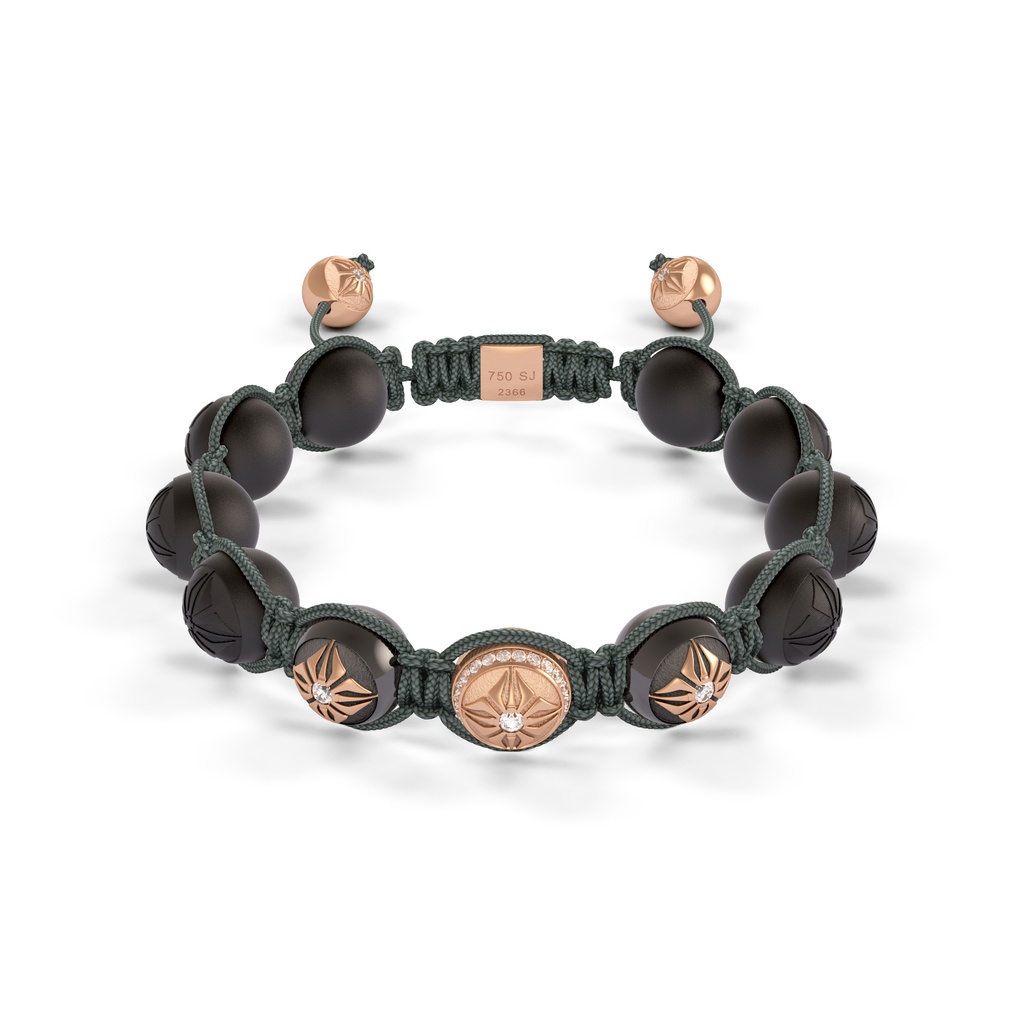 Shamballa Jewels Rose & Black Gold Diamond 10mm Braided Bead Bracelet
