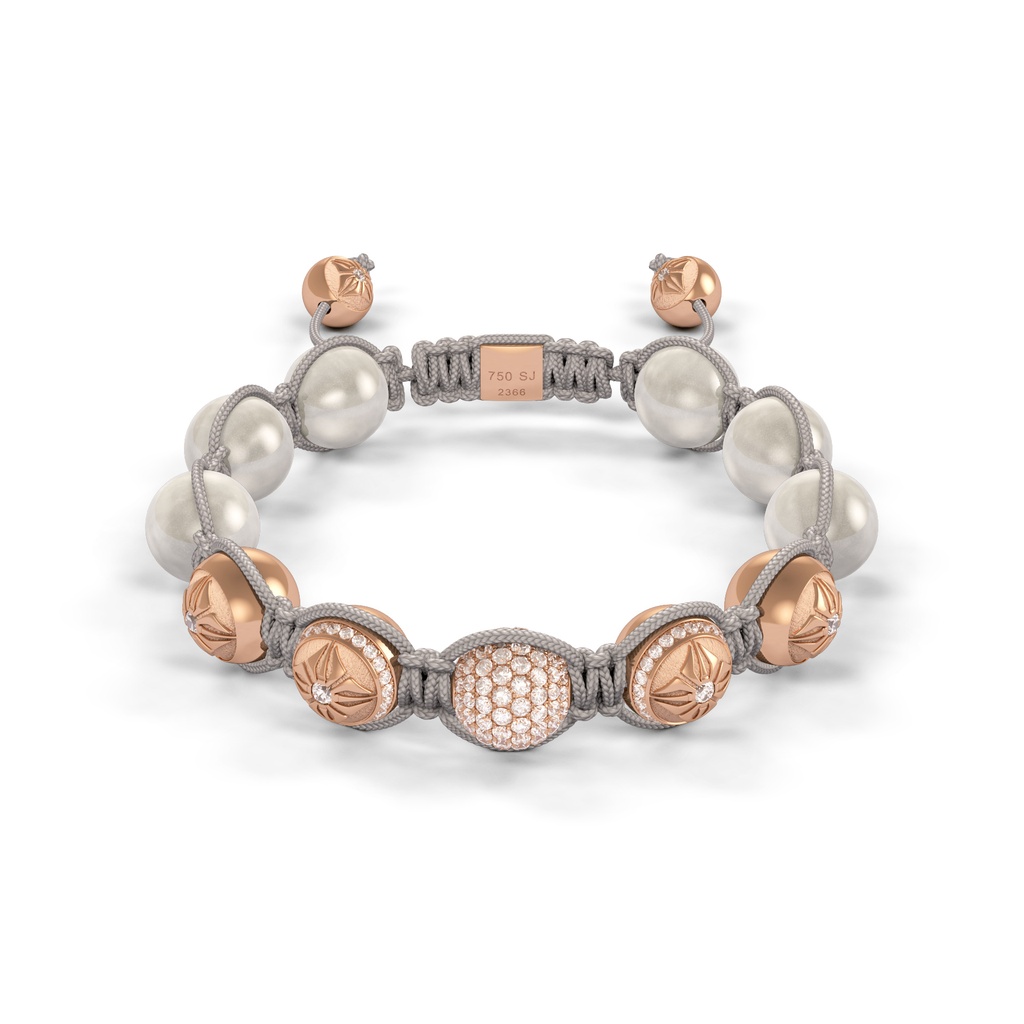 Shamballa Jewels Rose Gold Diamond & Moonstone 10mm Braided Bead Bracelet