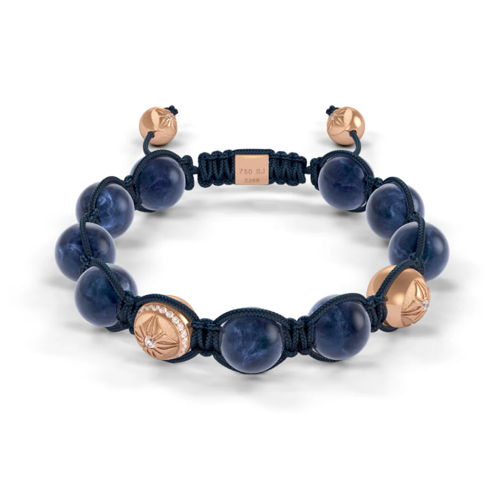Shamballa Jewels Rose Gold Diamond & Sapphire 10mm Braided Bead Bracelet