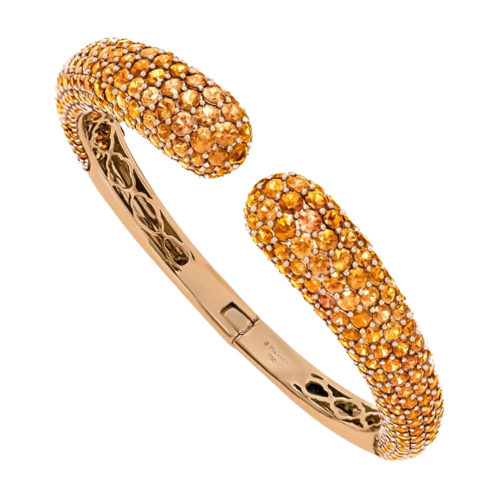 Rose Gold Dome Bangle - Orange Sapphire