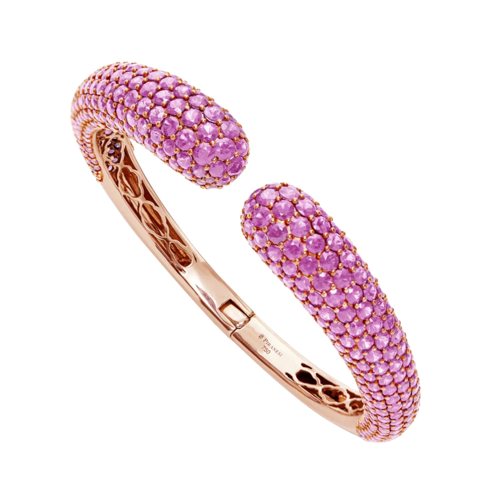 Rose Gold Dome Bangle - Pink Sapphire
