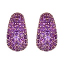 Rose Gold Dome Huggie Earring - Amethyst