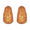 Rose Gold Dome Huggie Earring - Orange Sapphire