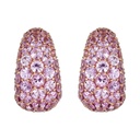 Rose Gold Dome Huggie Earring - Pink Sapphire