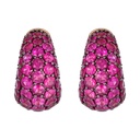 Rose Gold Dome Huggie Earring - Pink Sapphire