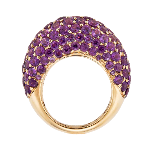 Rose Gold Dome Ring - Amethyst