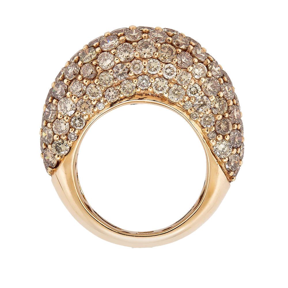 Rose Gold Dome Ring - Champagne Diamond