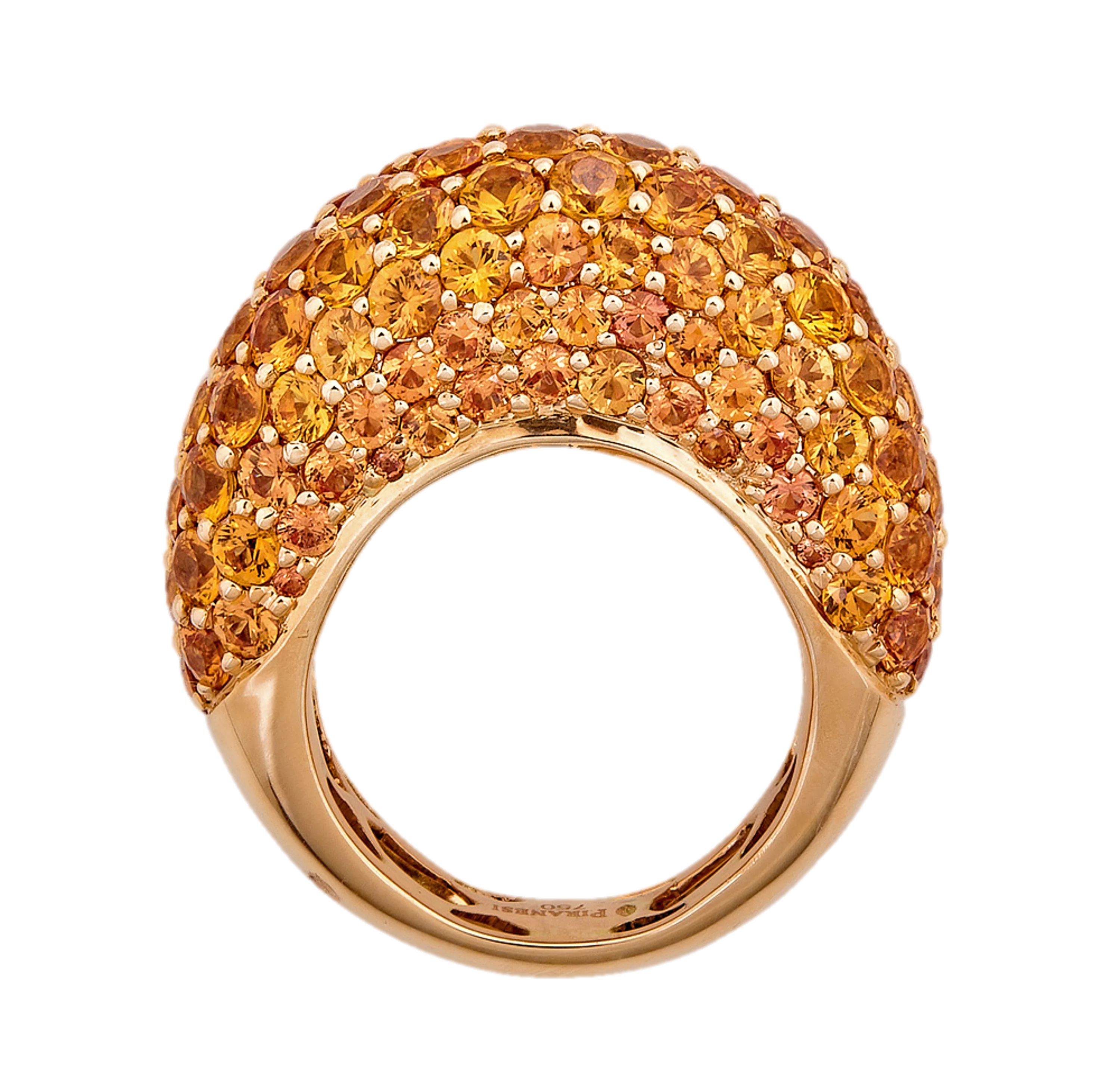 Rose Gold Dome Ring - Orange Sapphire