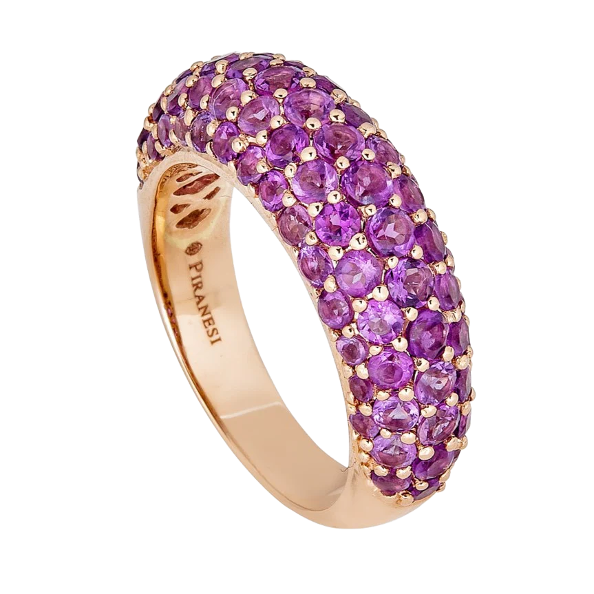 Rose Gold Dome Small Ring - Amethyst